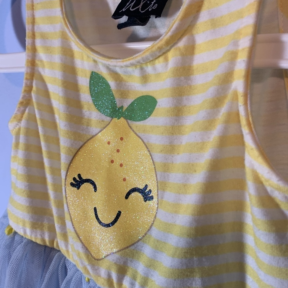 Lilt Lemon sleeveless tank tutu tulle Yellow and Blue summer dress glitter 2T - Picture 3 of 6